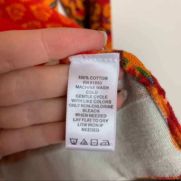 Isaac Mizrahi Live Orange Floral Cardigan Women’s Size Large - Picture 6 of 7